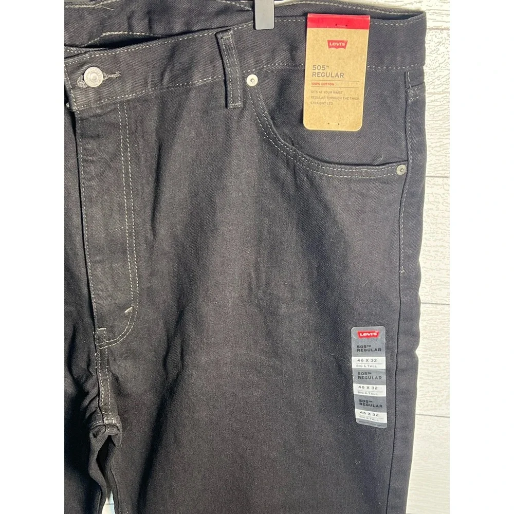 Levi's NEW 46x32 505 Regular Big & Tall Black Jeans NWT